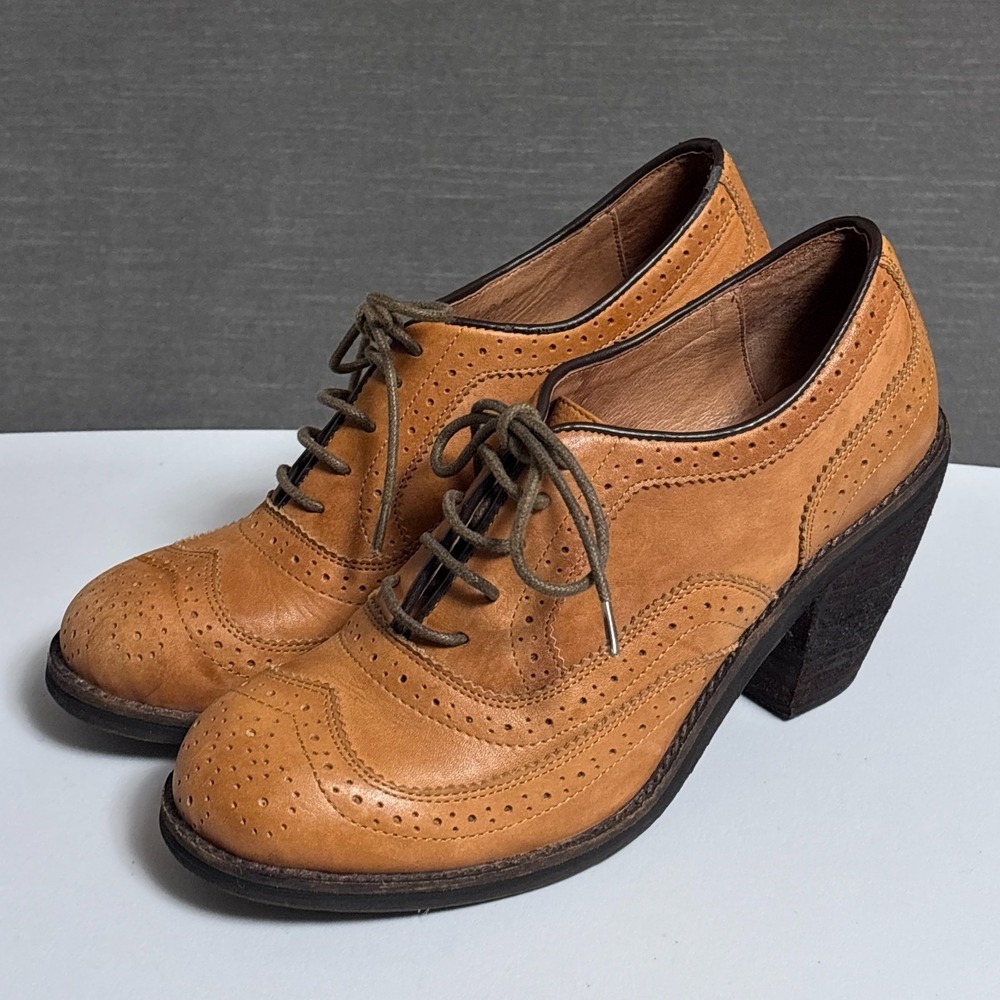 Jeffrey CampbelI Ibiza Handmade Tuttle Shoes 8.5 Brown Oxford Heels Retro 40s